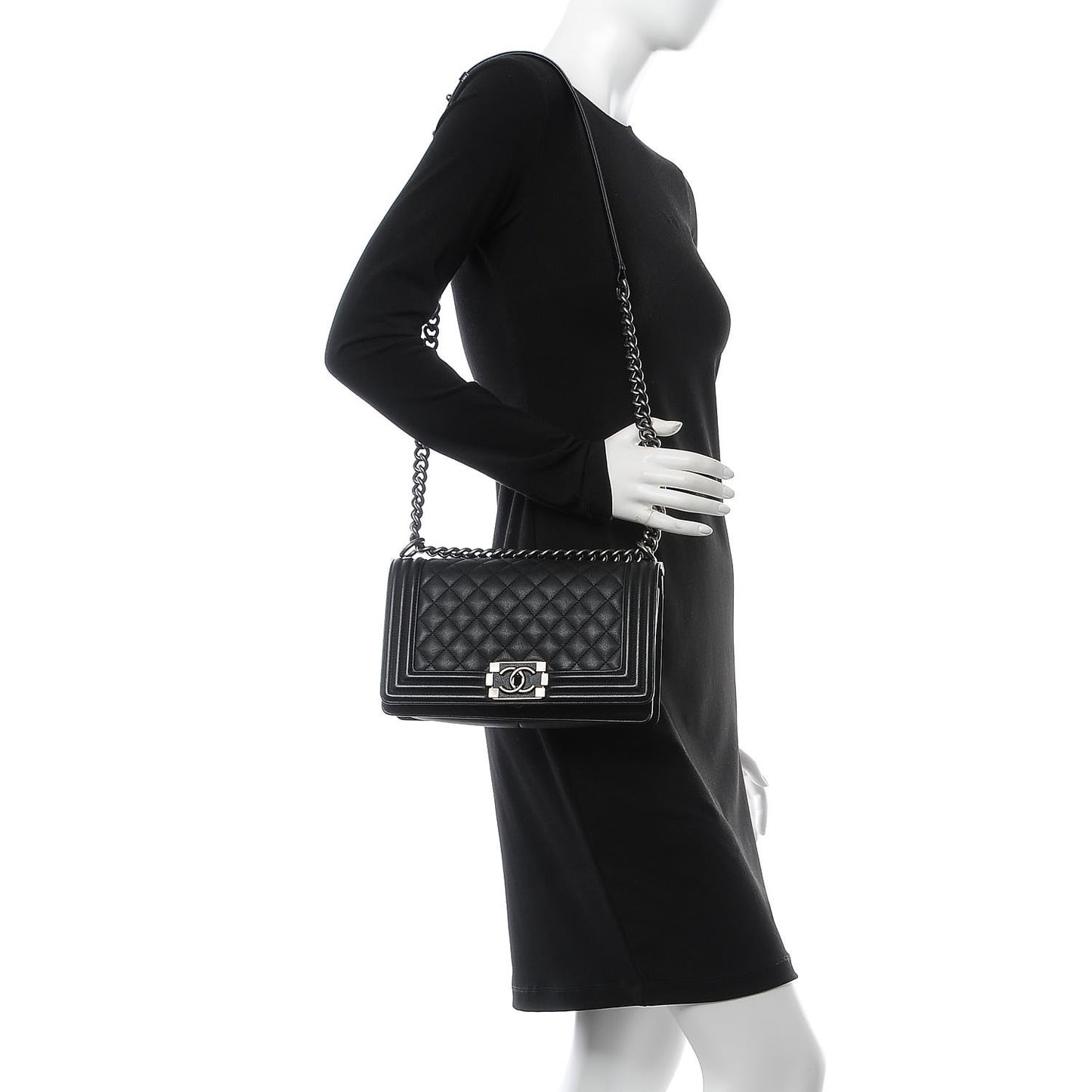 Calfskin Quilted Medium Boy Flap Black