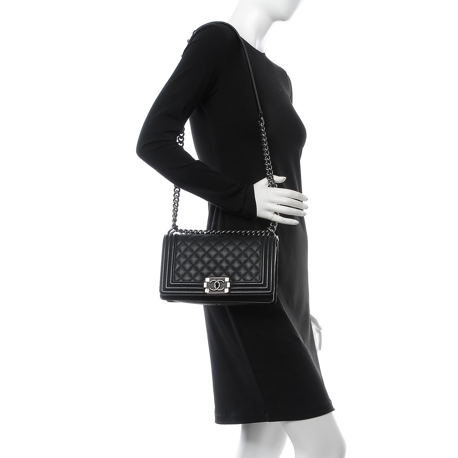 Chanel Calfskin Quilted Medium Boy Flap Black 2 of 8