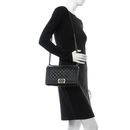 Chanel Calfskin Quilted Medium Boy Flap Black 2 of 8