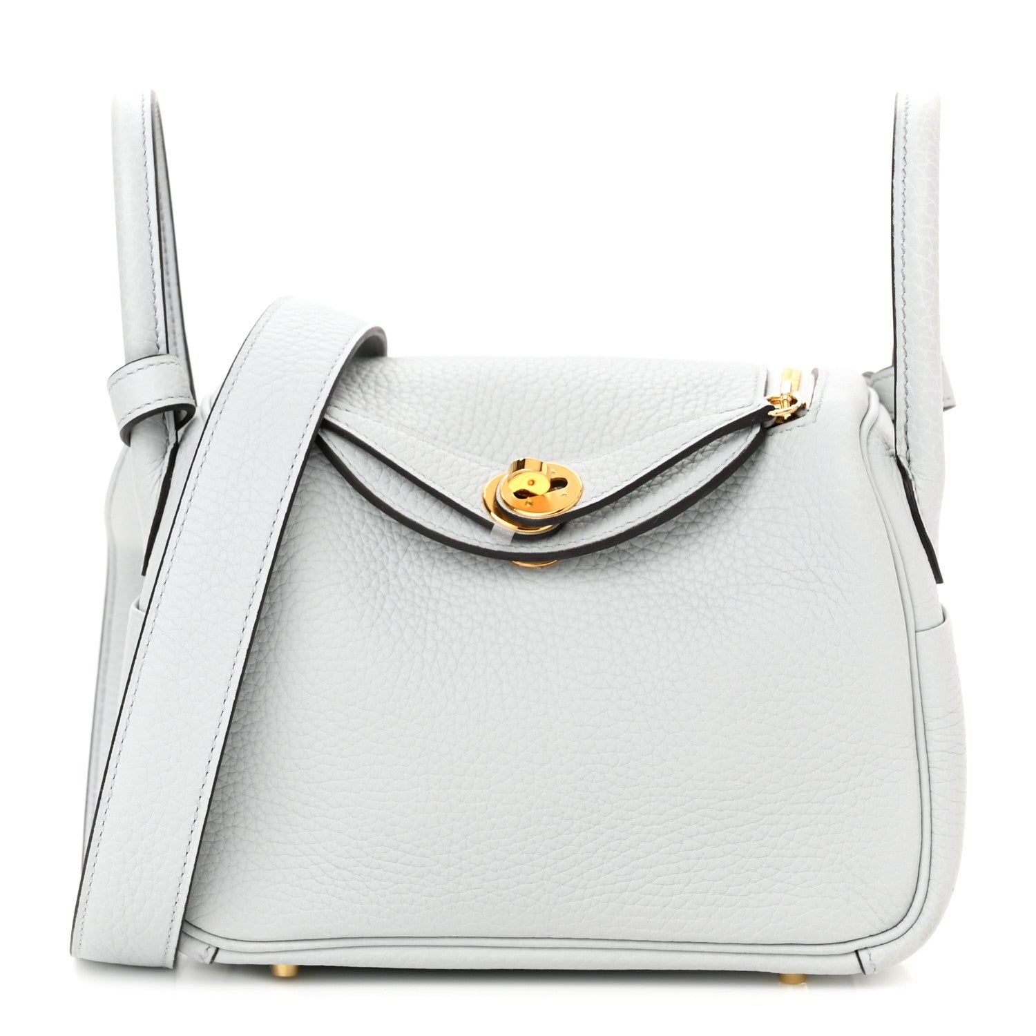 Hermes Taurillon Clemence Mini Lindy 20 Bleu Pale 1 of 9