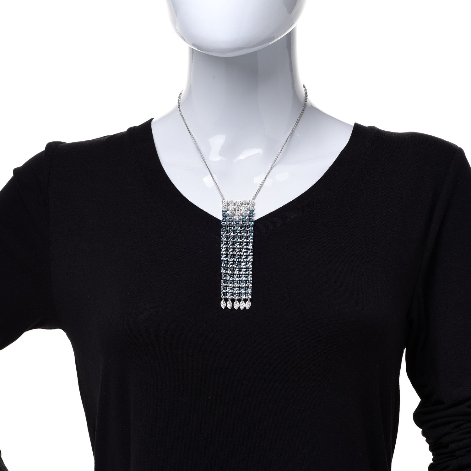 Bulgari 18K Lucea Diamond Blue Topaz Gradient Waterfall Necklace 2 of 4