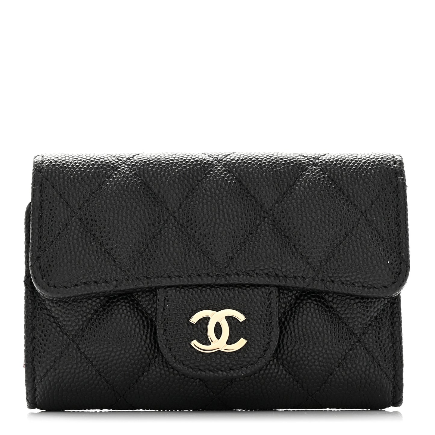 Caviar Quilted Classic 4 Key Holder Wallet Black