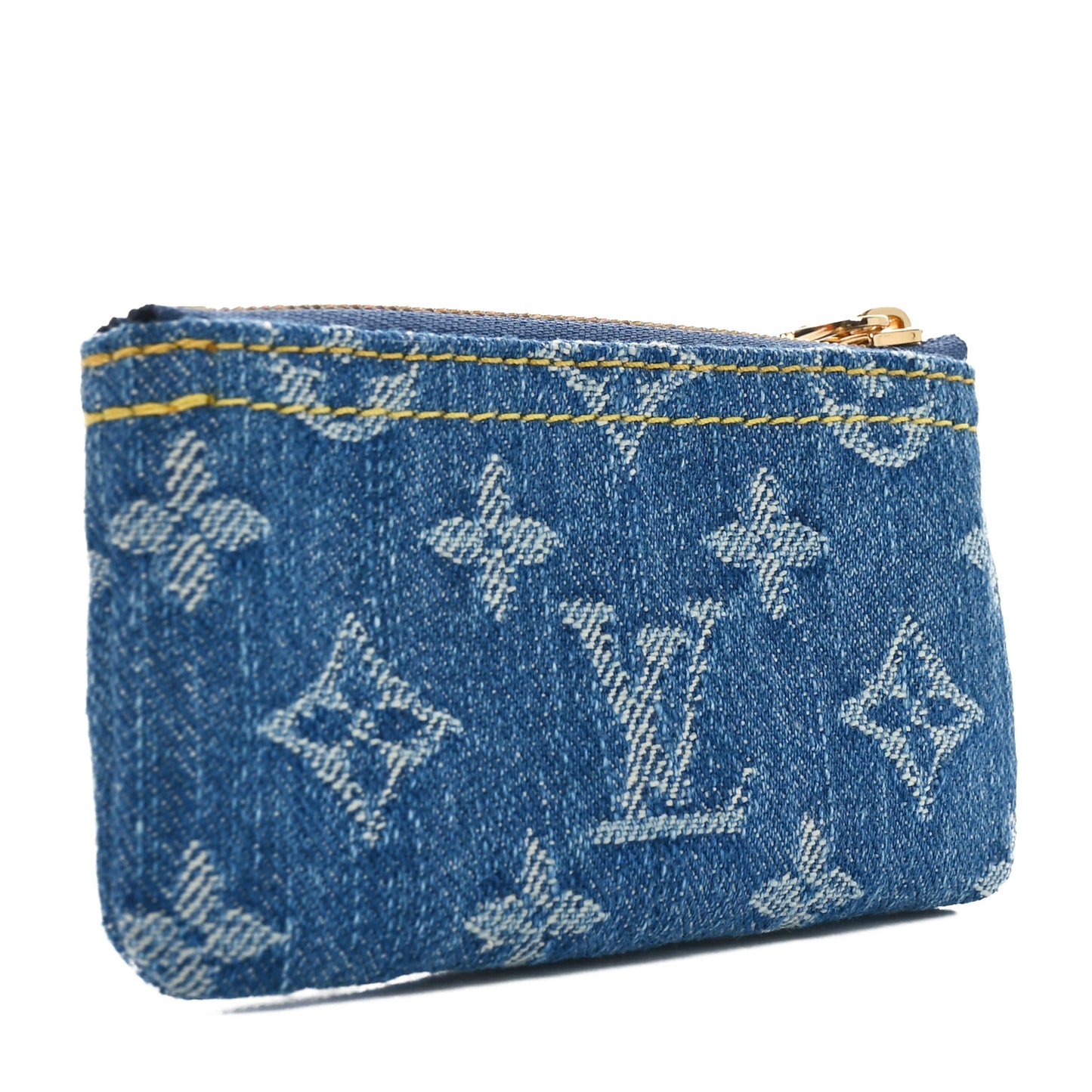 Monogram Denim Key Pouch Denim Blue