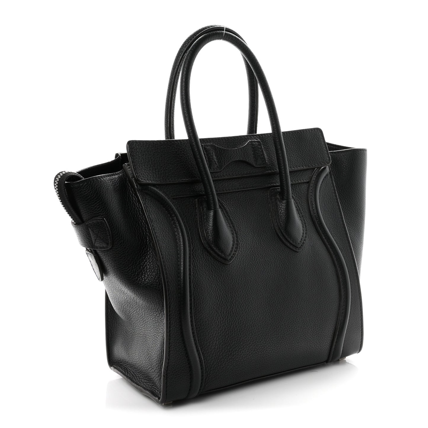 Drummed Calfskin Micro Luggage Black