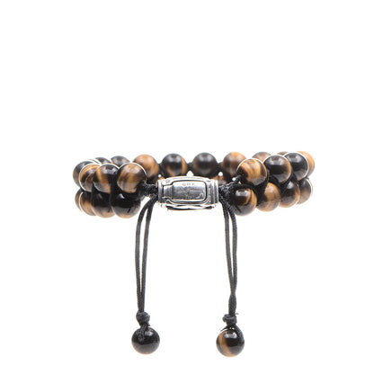 David Yurman Sterling Silver Tiger's Eye Two Row 8mm Spiritual Beads Bracelet 3 of 6
