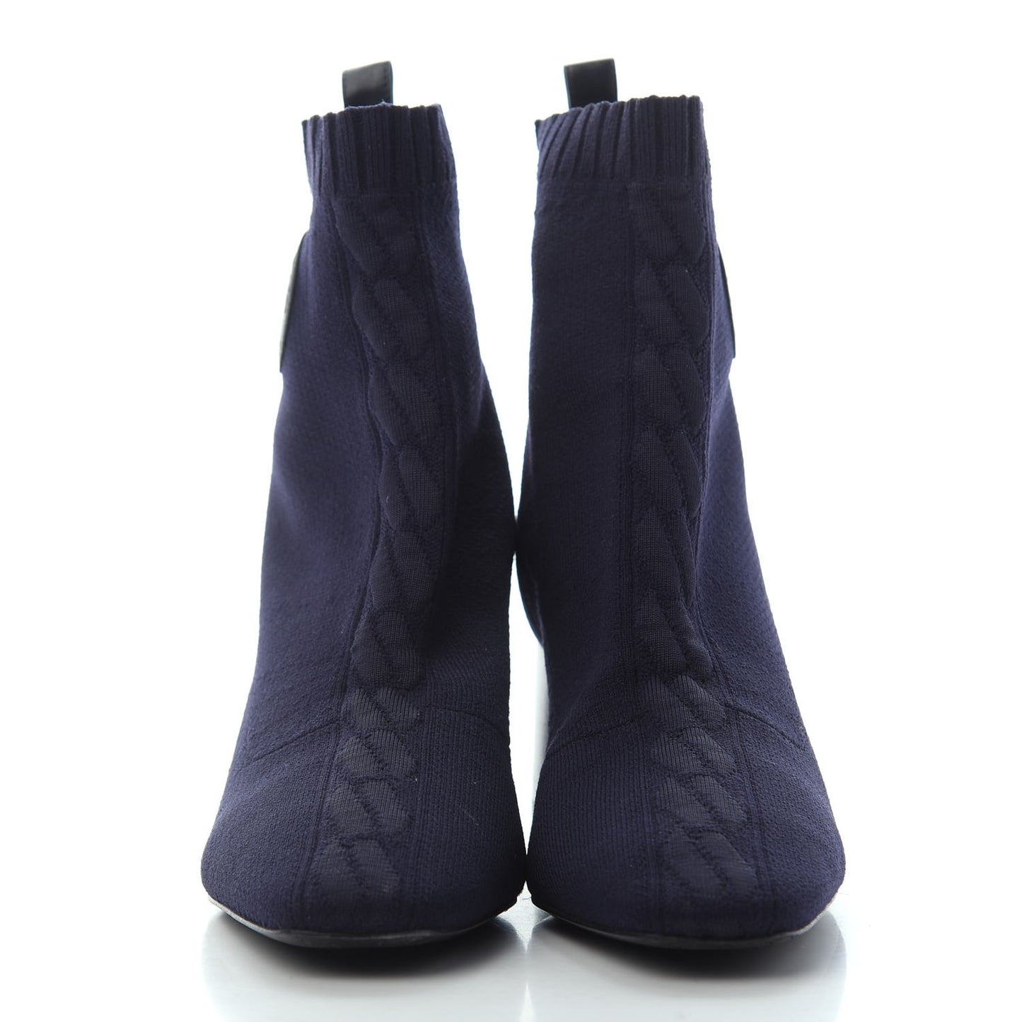 Knit Calfskin Volver Ankle Boots 37.5 Bleu Diplomatique