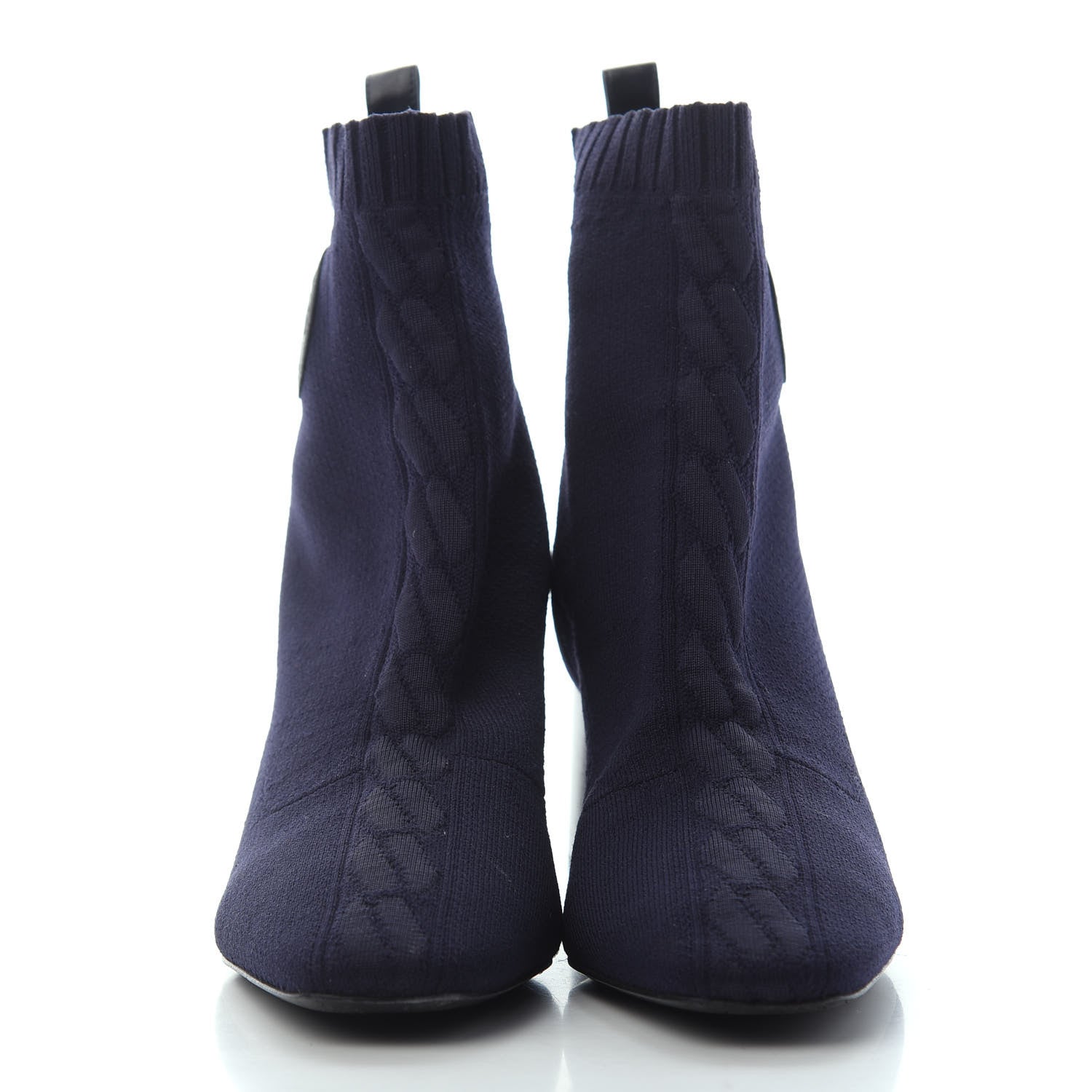 Hermes Knit Calfskin Volver Ankle Boots 37.5 Bleu Diplomatique 2 of 4