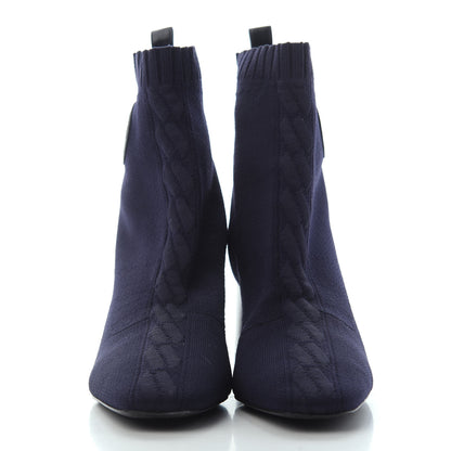 Hermes Knit Calfskin Volver Ankle Boots 37.5 Bleu Diplomatique 2 of 4