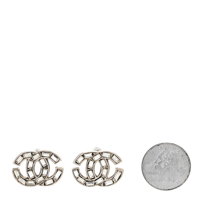 Chanel Crystal Baguette CC Earrings Silver 2 of 4