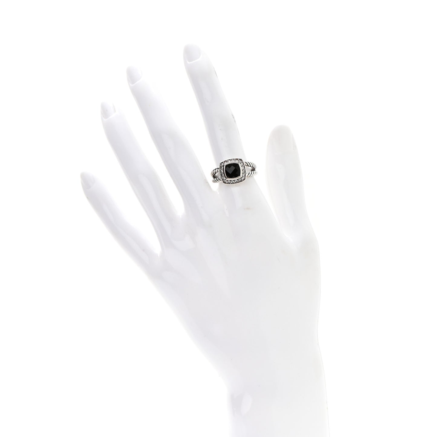 Sterling Silver Diamond Black Onyx 7mm Petite Albion Ring 52 6