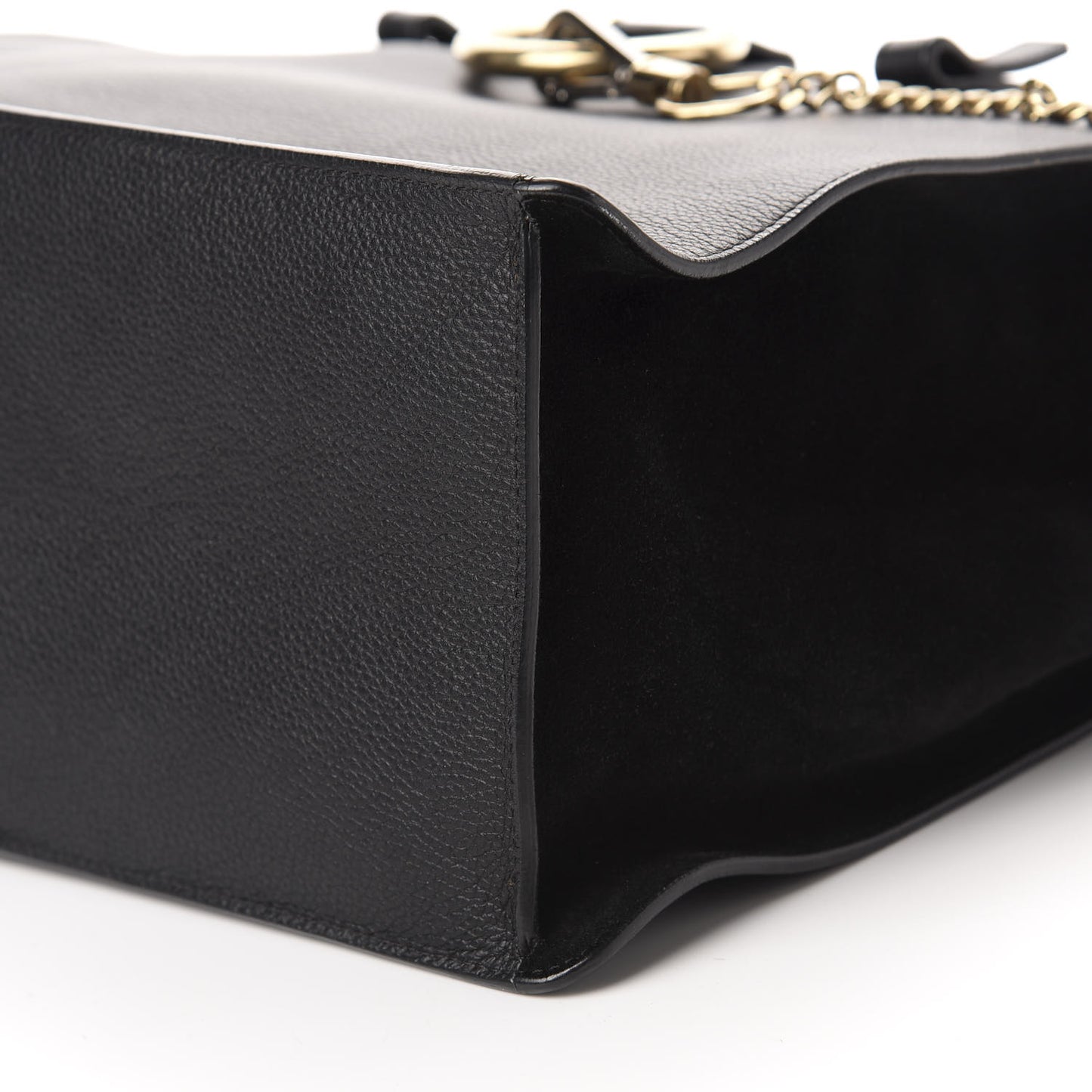 Grained Calfskin Suede Small Faye Tote Black