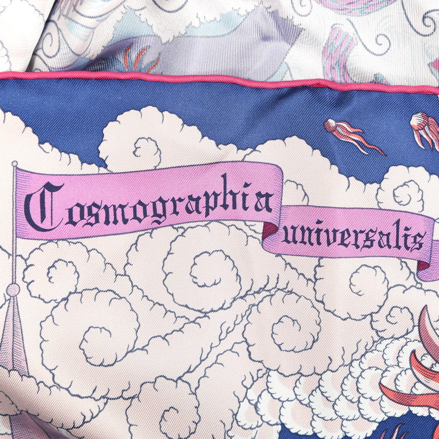 Hermes Silk Cosmographia Universalis Scarf 90 Bleu Jean Rose Vif 4 of 5