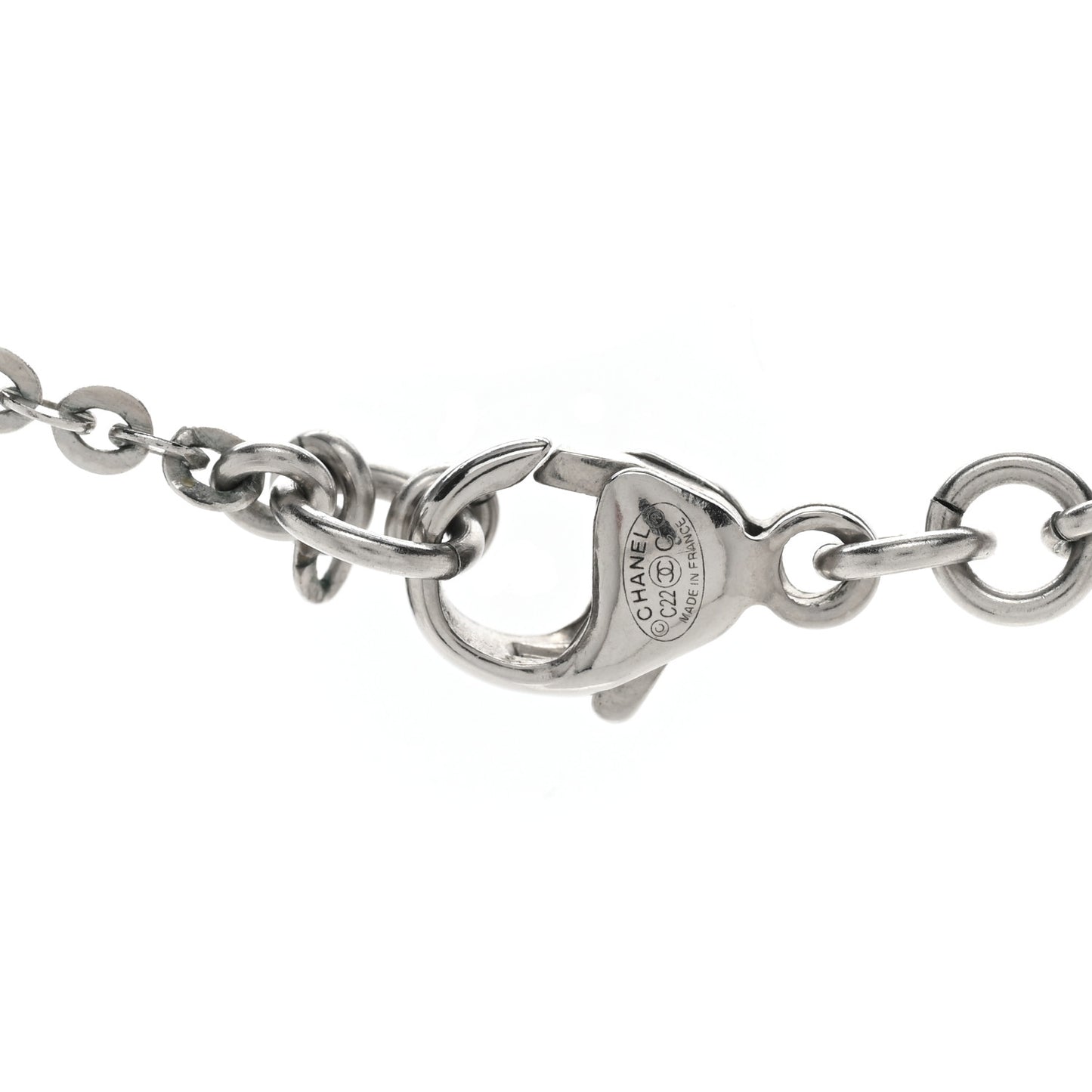Crystal CC Pendant Necklace Silver