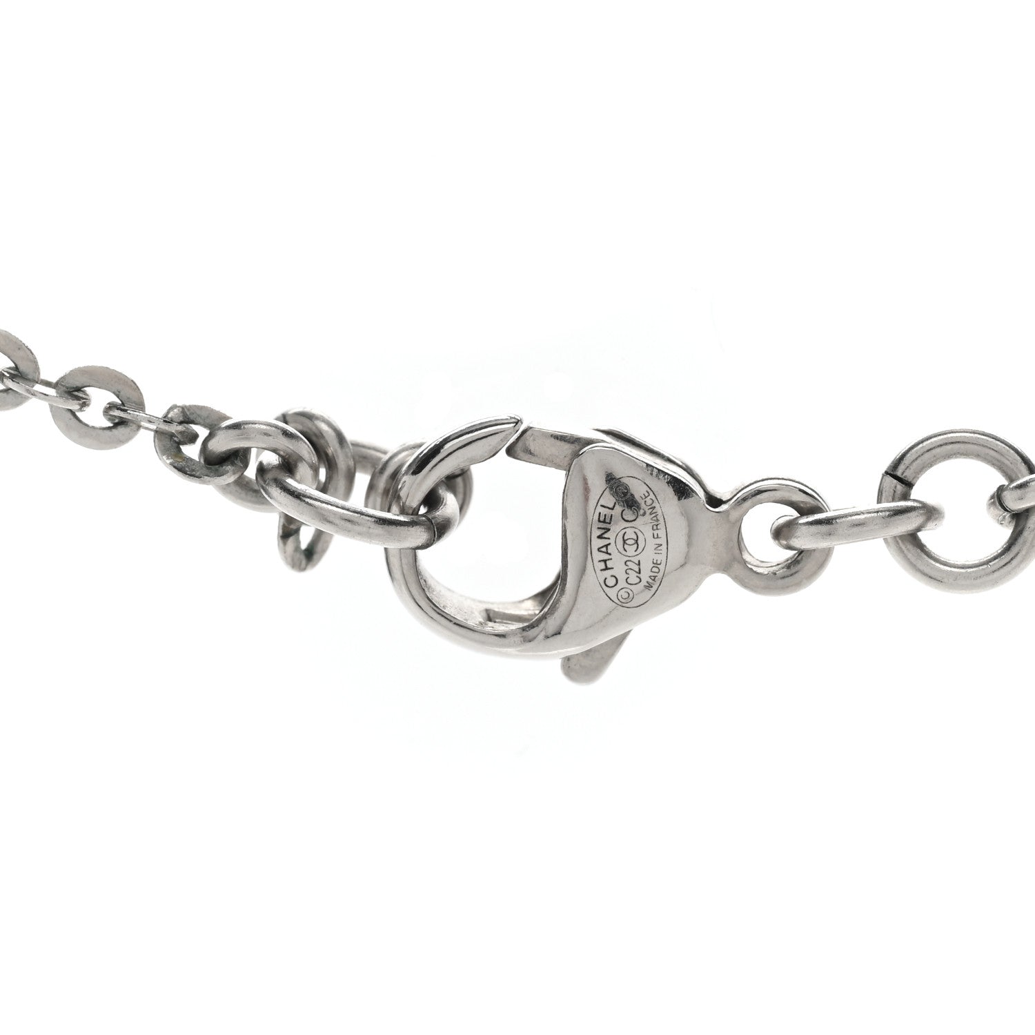 Chanel Crystal CC Pendant Necklace Silver 5 of 6