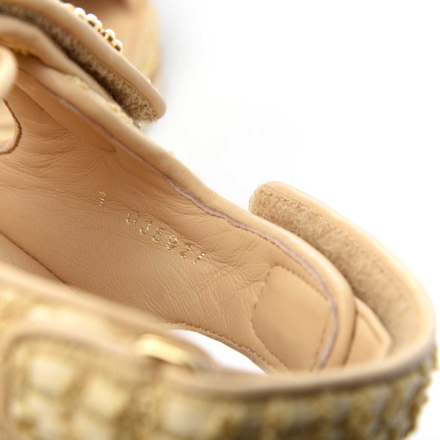 Braided Fabric Velcro Dad Sandals 39 Beige