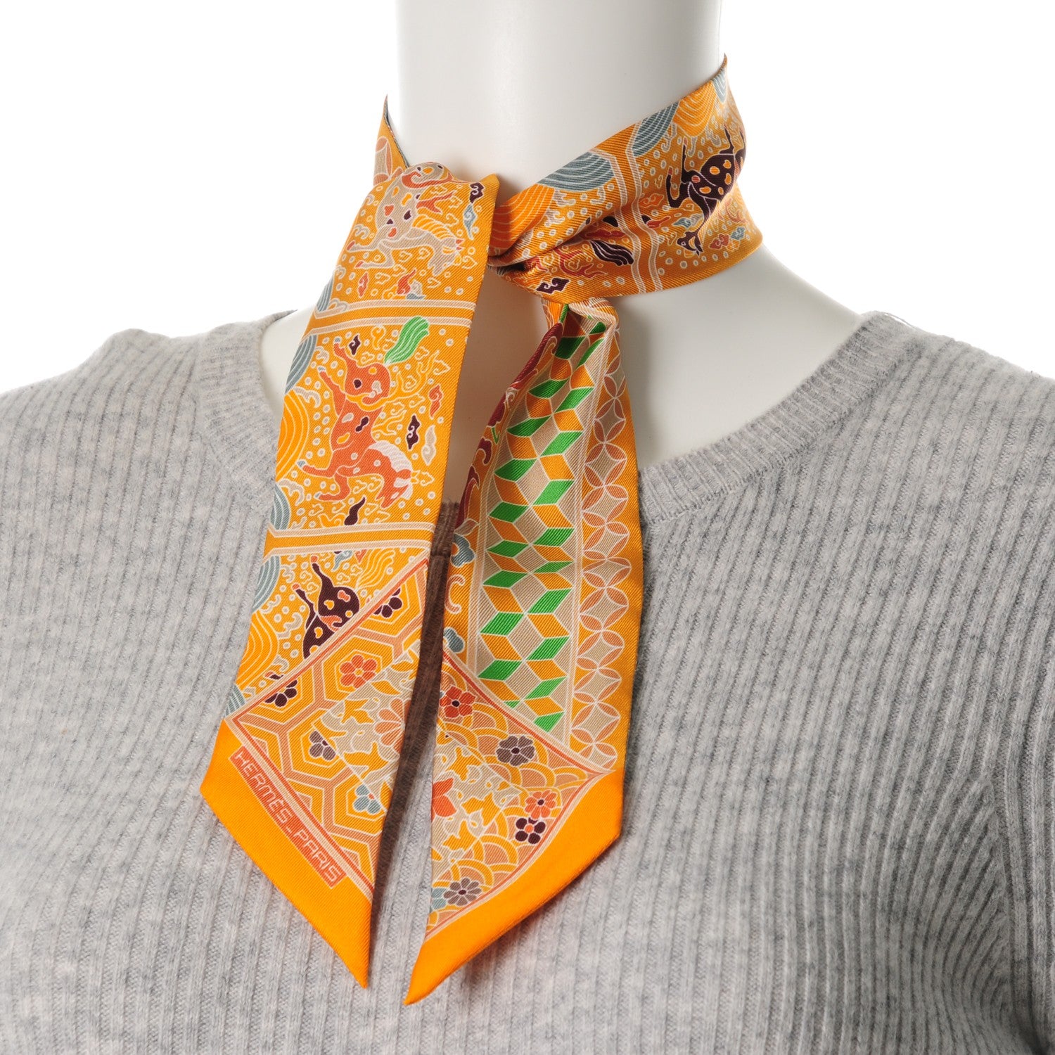 Hermes Silk Collections Imperiales Twilly Bouton D'Or Miel Vert 2 of 5