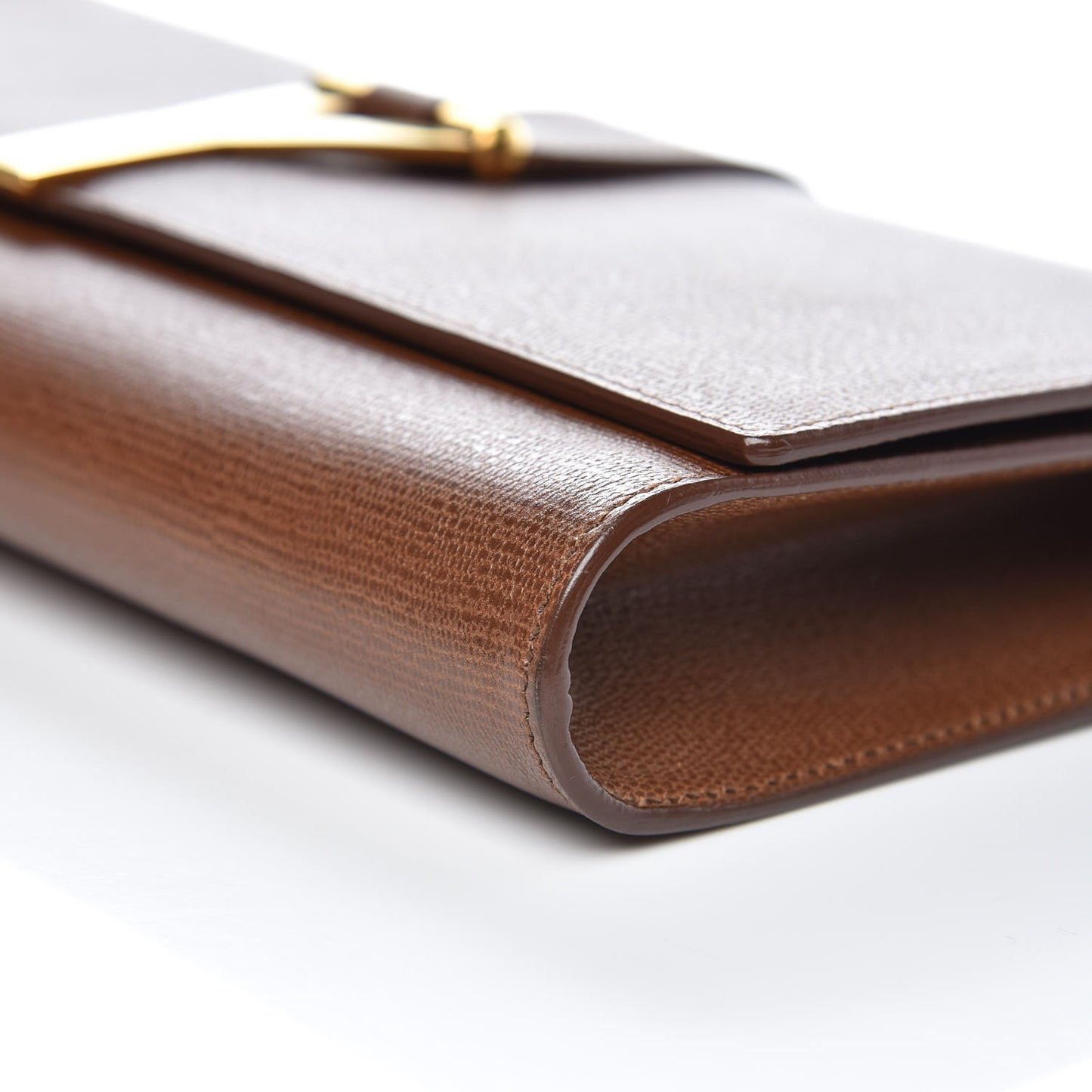 Textured Leather ChYc Clutch Brown