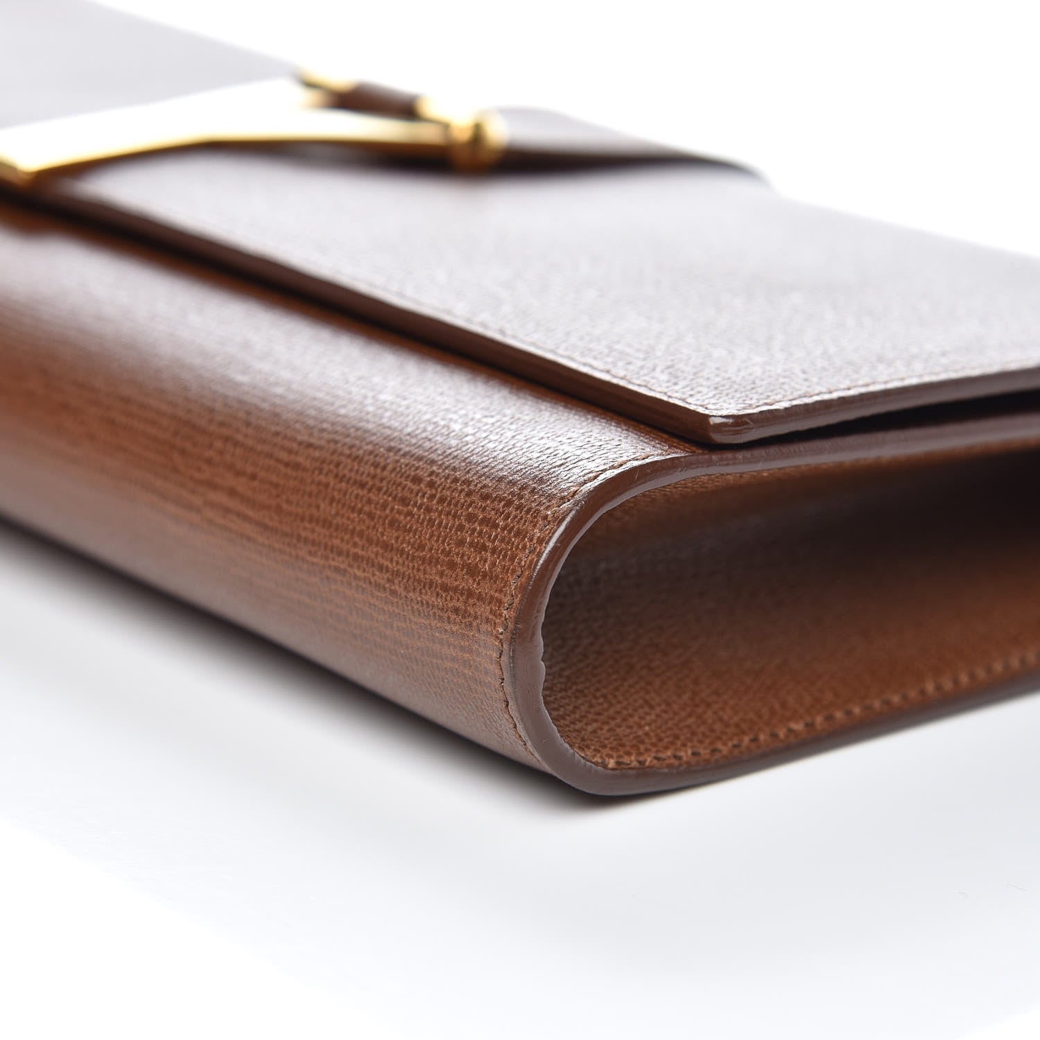 Saint Laurent Textured Leather ChYc Clutch Brown 9 of 11