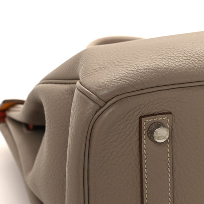 Hermes Taurillon Clemence Swift Tri-Color Birkin 35 Sanguine Gris Tourterelle Moutarde 9 of 15
