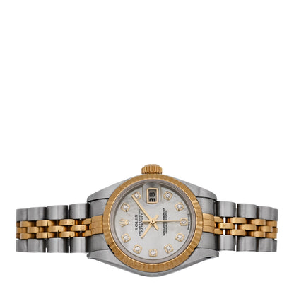 Rolex Stainless Steel 18K Yellow Gold Diamond Mother of Pearl 26mm Oyster Perpetual Datejust Watch 79173 2 of 5
