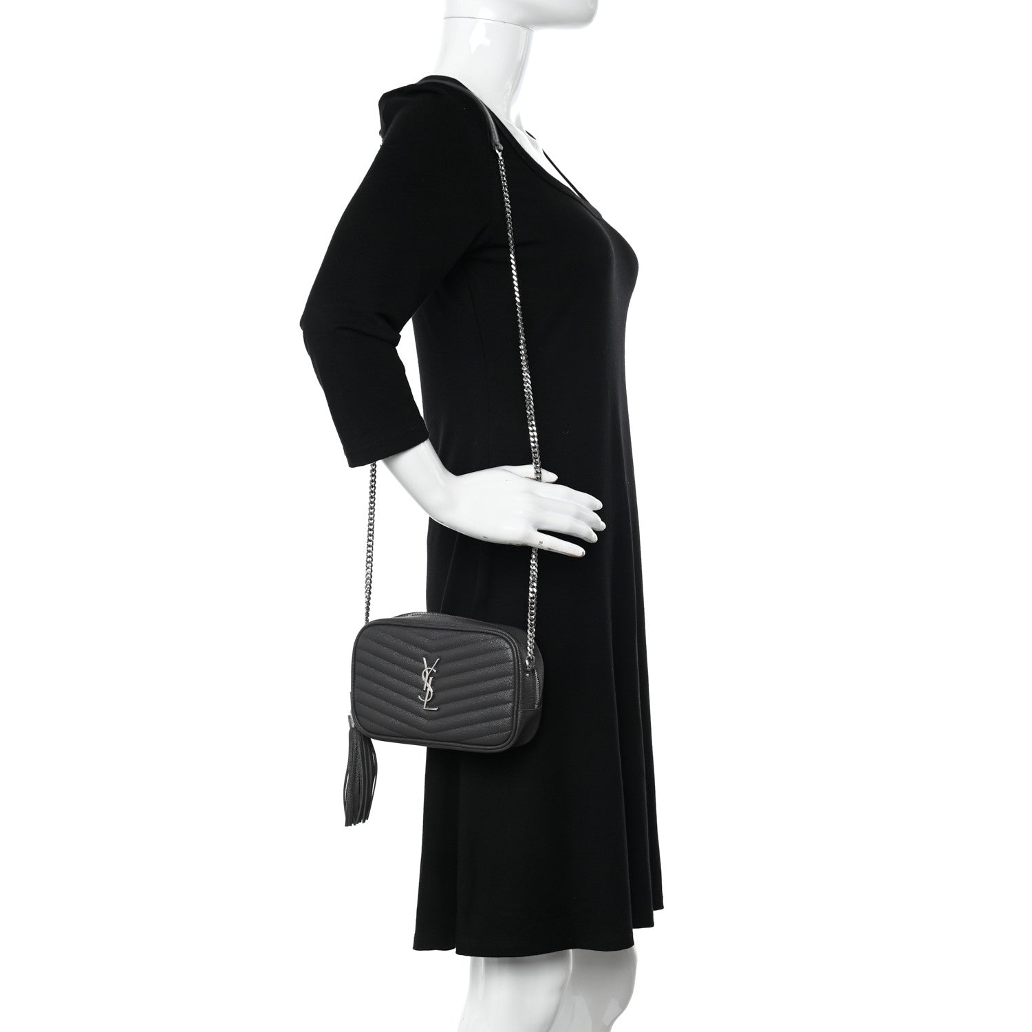 Saint Laurent Grain De Poudre Matelasse Monogram Mini Lou Camera Bag Asphalt 2 of 10