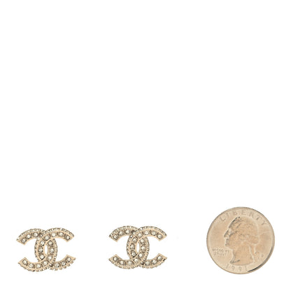 Chanel Crystal Timeless CC Earrings Light Gold 2 of 4