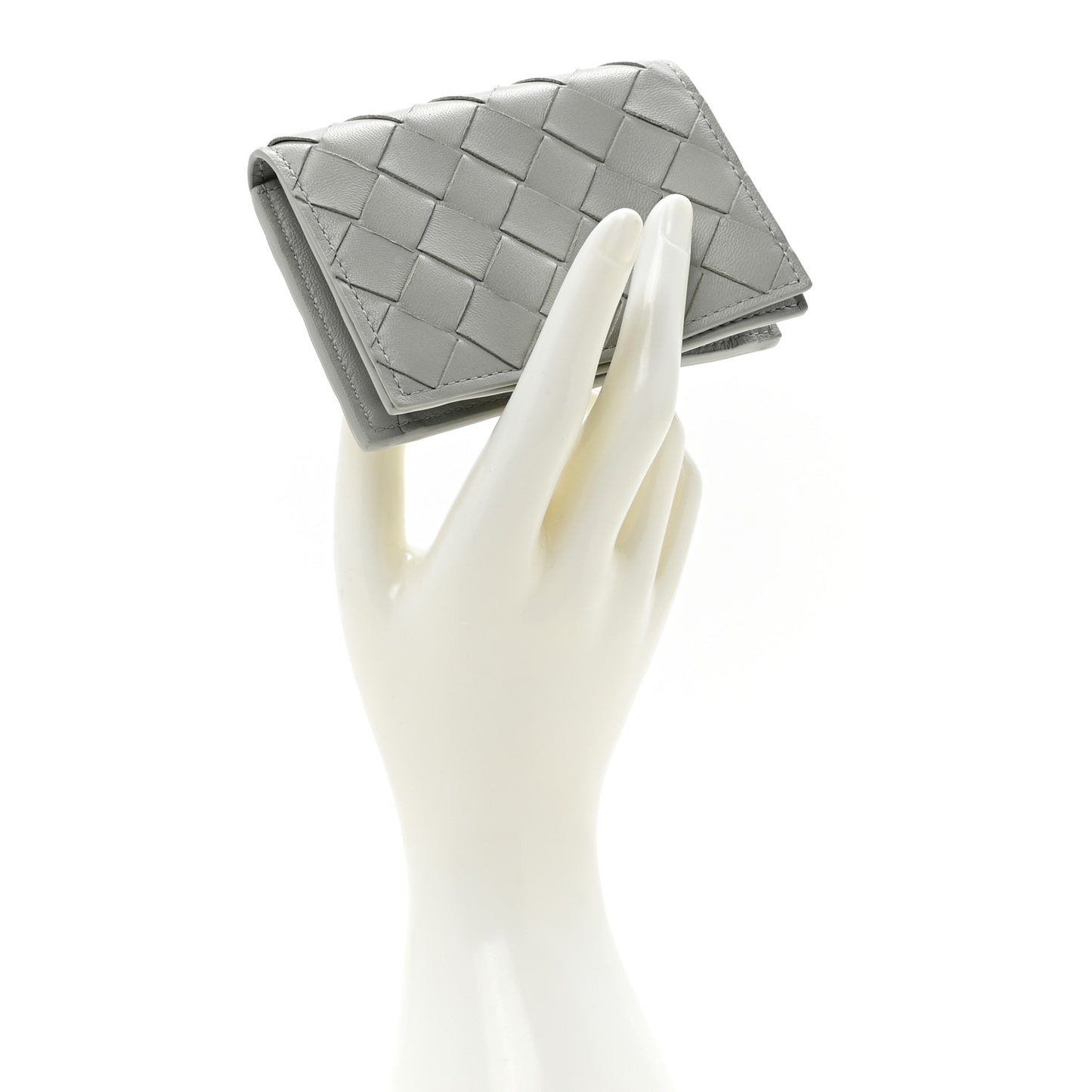 Nappa Intrecciato Card Case Agate Grey