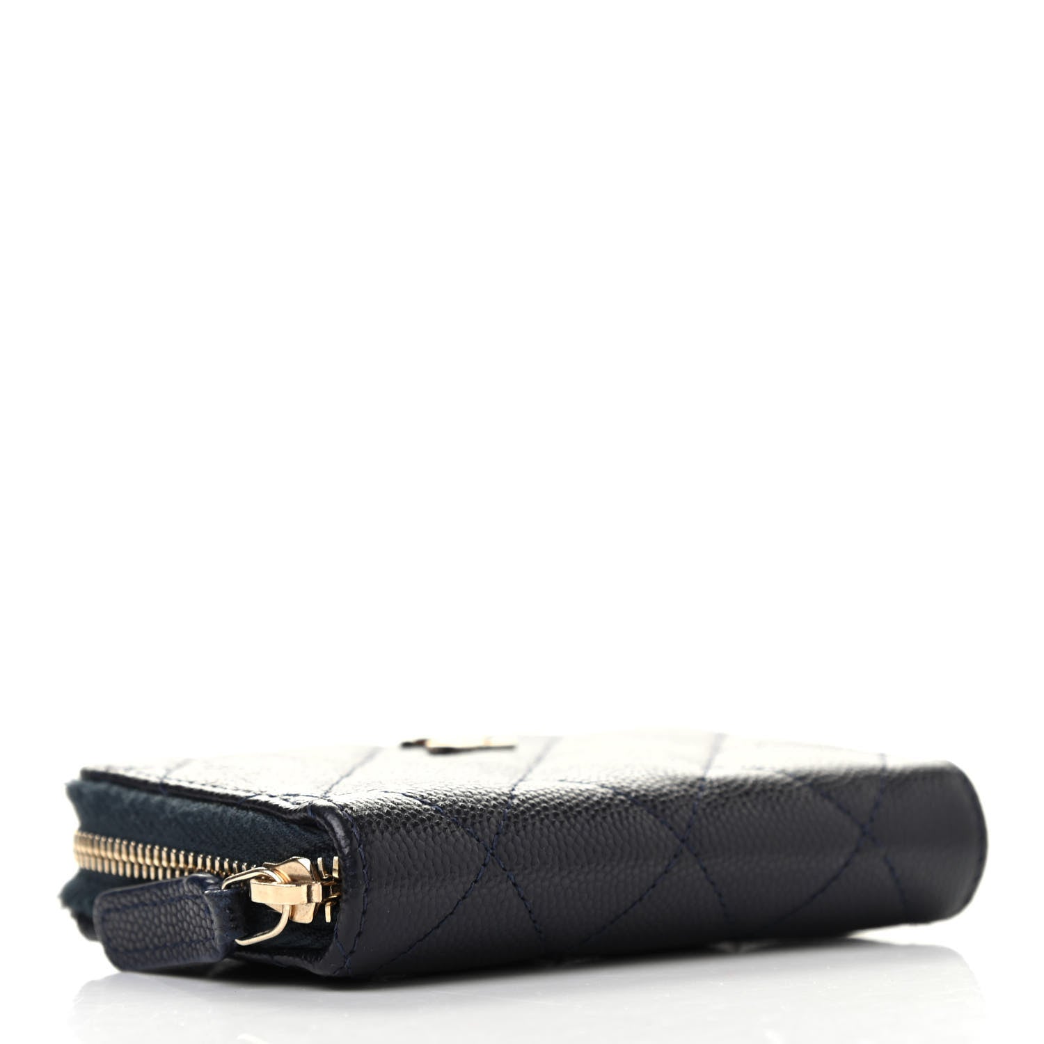 Chanel Caviar Quilted Zip Coin Purse Wallet Dark Blue 4 of 7