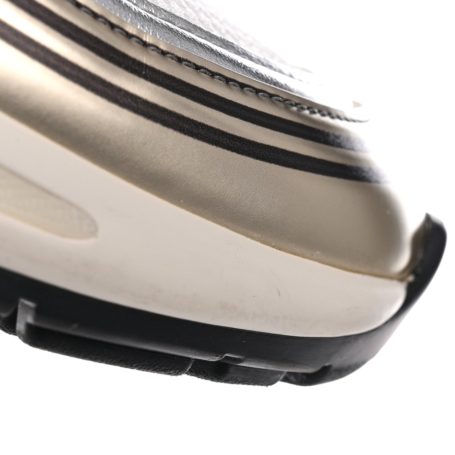 Fabric Laminated Calfskin Stretch CC Sneakers 36.5 White Gold Silver