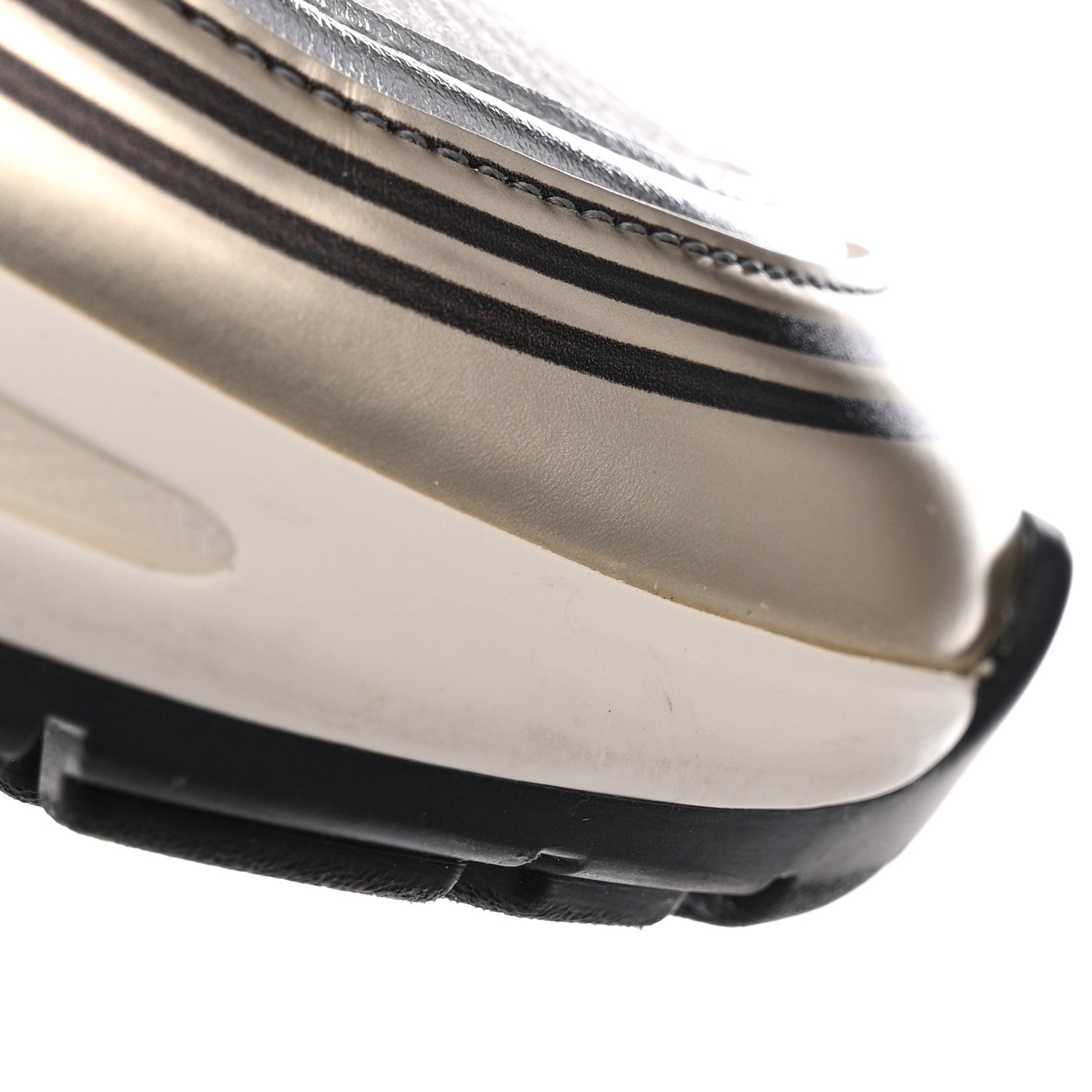 Chanel Fabric Laminated Calfskin Stretch CC Sneakers 36.5 White Gold Silver 10 of 16