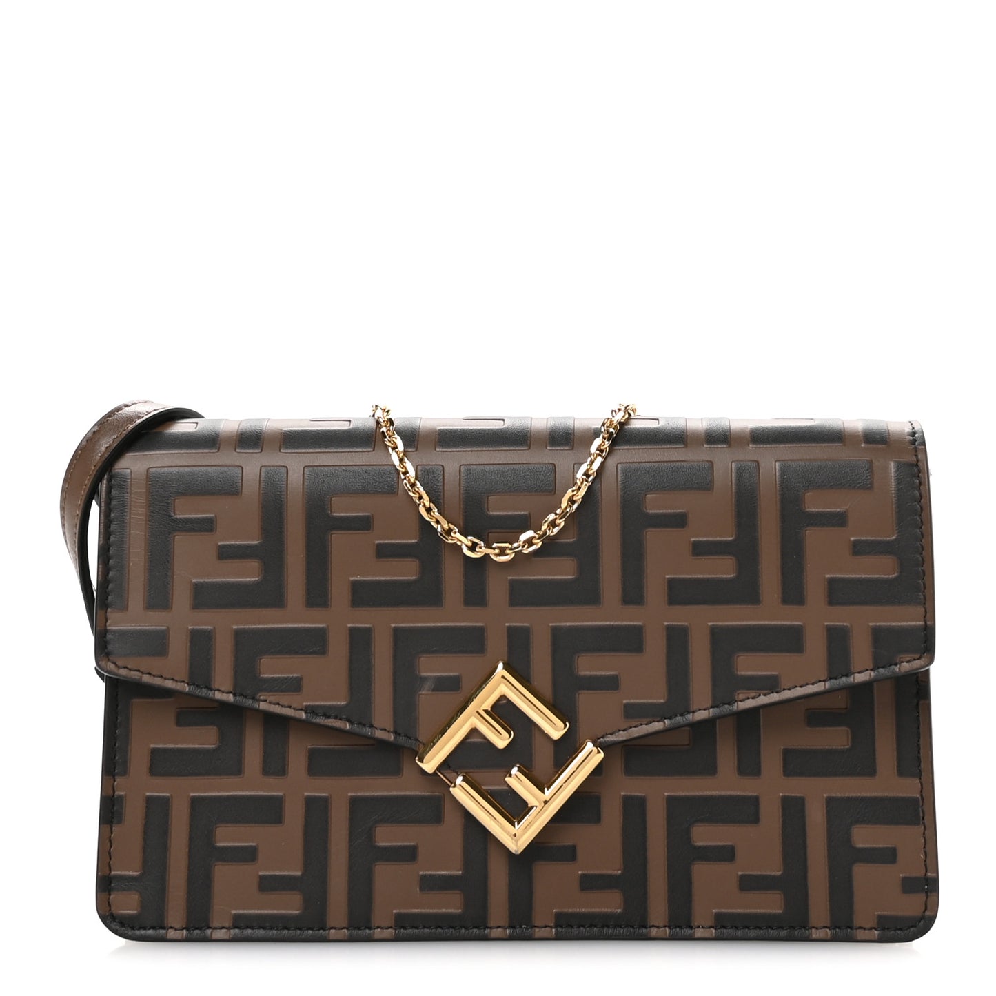 Vitello Ceylon Bi-Color FF 1974 Embossed FF Diamonds Chain Wallet Maya Black