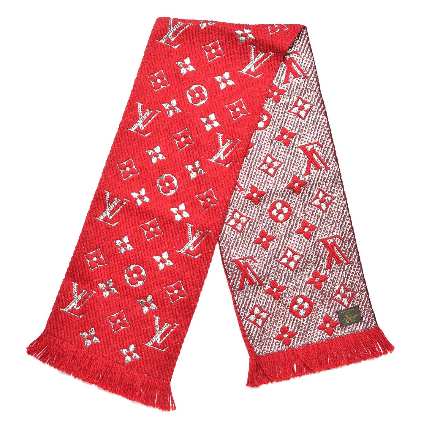 Wool Silk Logomania Shine Scarf Rubis