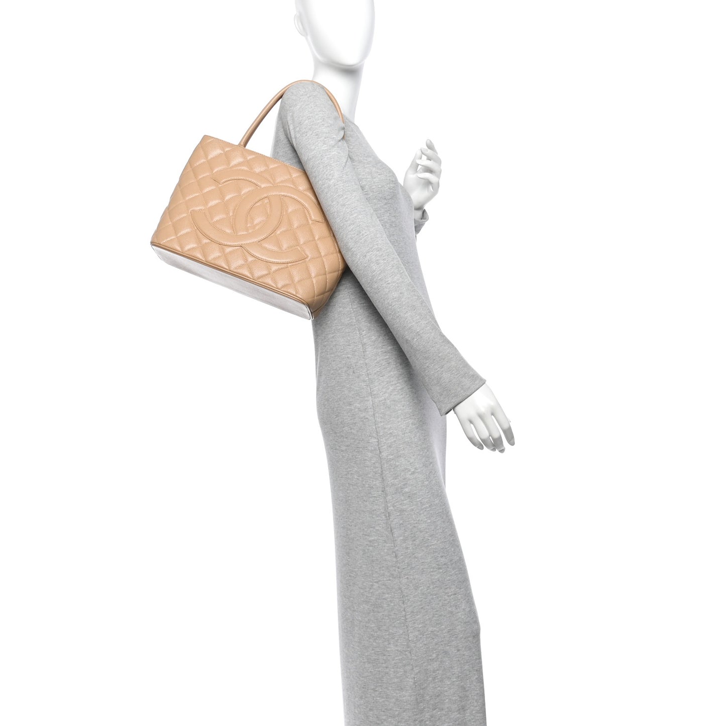 Caviar Quilted Medallion Tote Beige