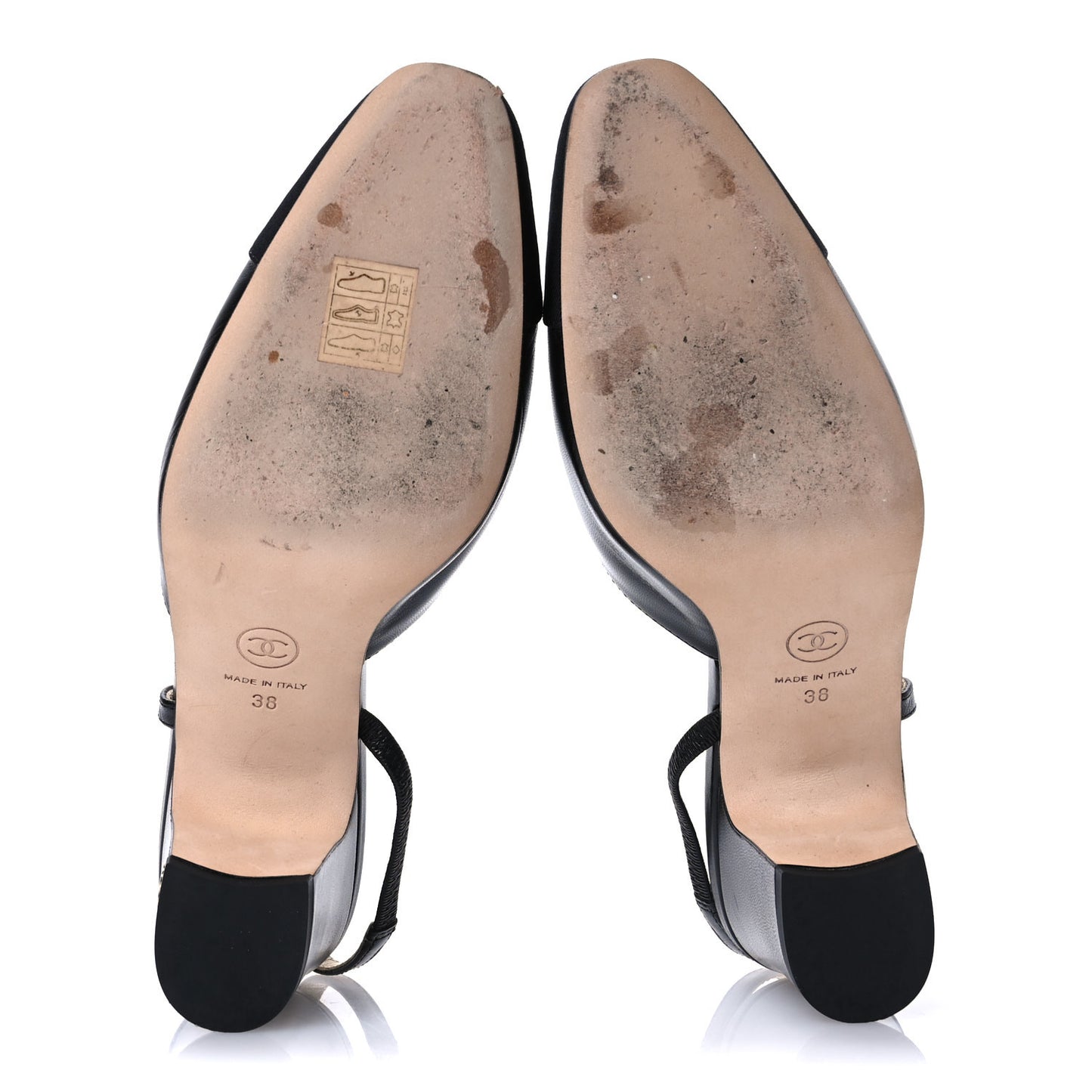 Lambskin Grosgrain Cap Toe CC Slingback Pumps 38 Black