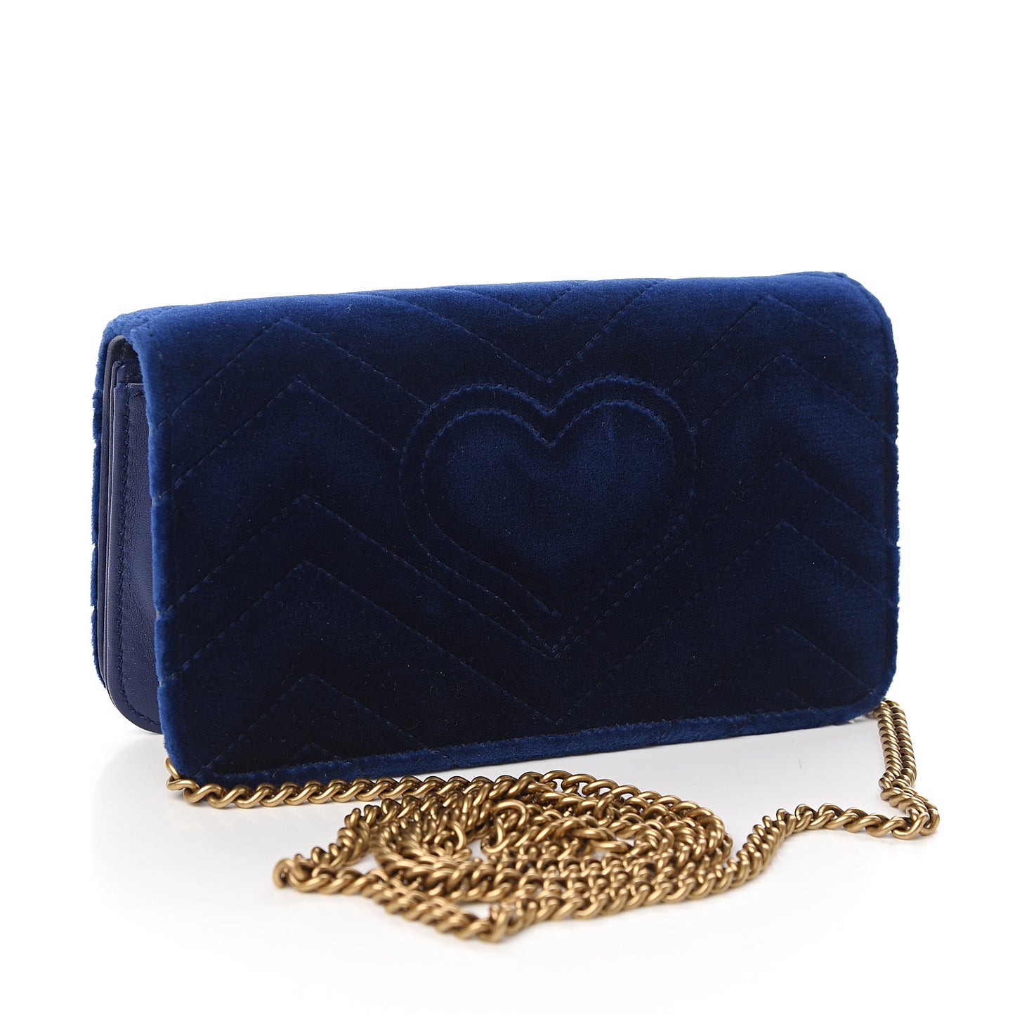 Velvet Matelasse GG Marmont Mini Bag Cobalt Blue