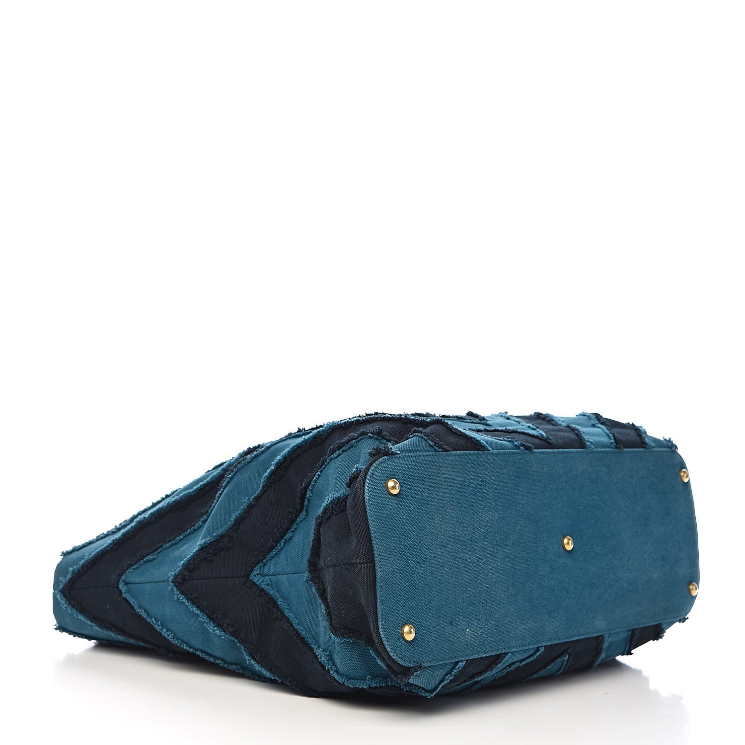 Chanel Canvas Chevron Cuba Patchwork Shopper Tote Blue 4 of 12