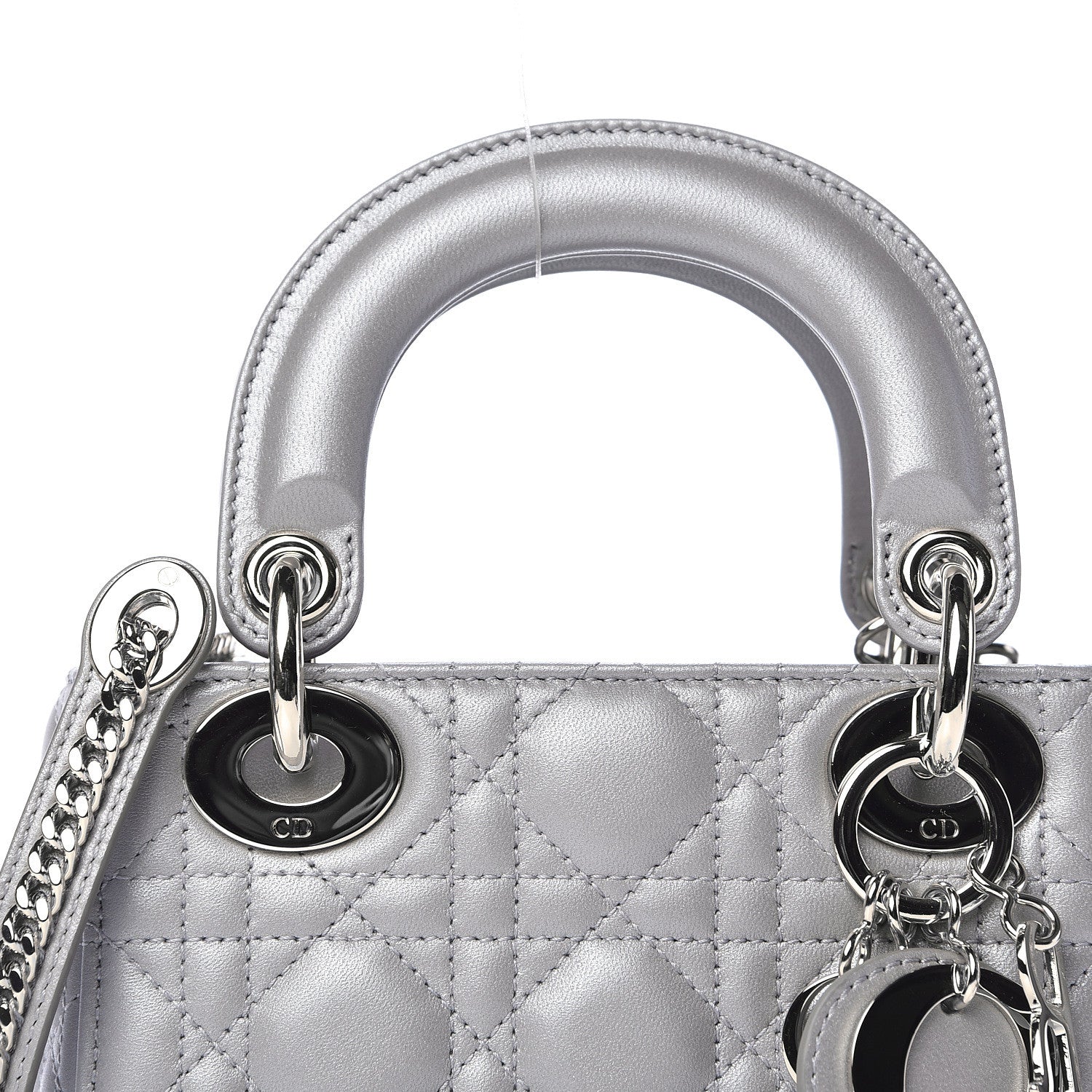 Christian Dior Metallic Lambskin Cannage Mini Lady Dior Grey 5 of 11