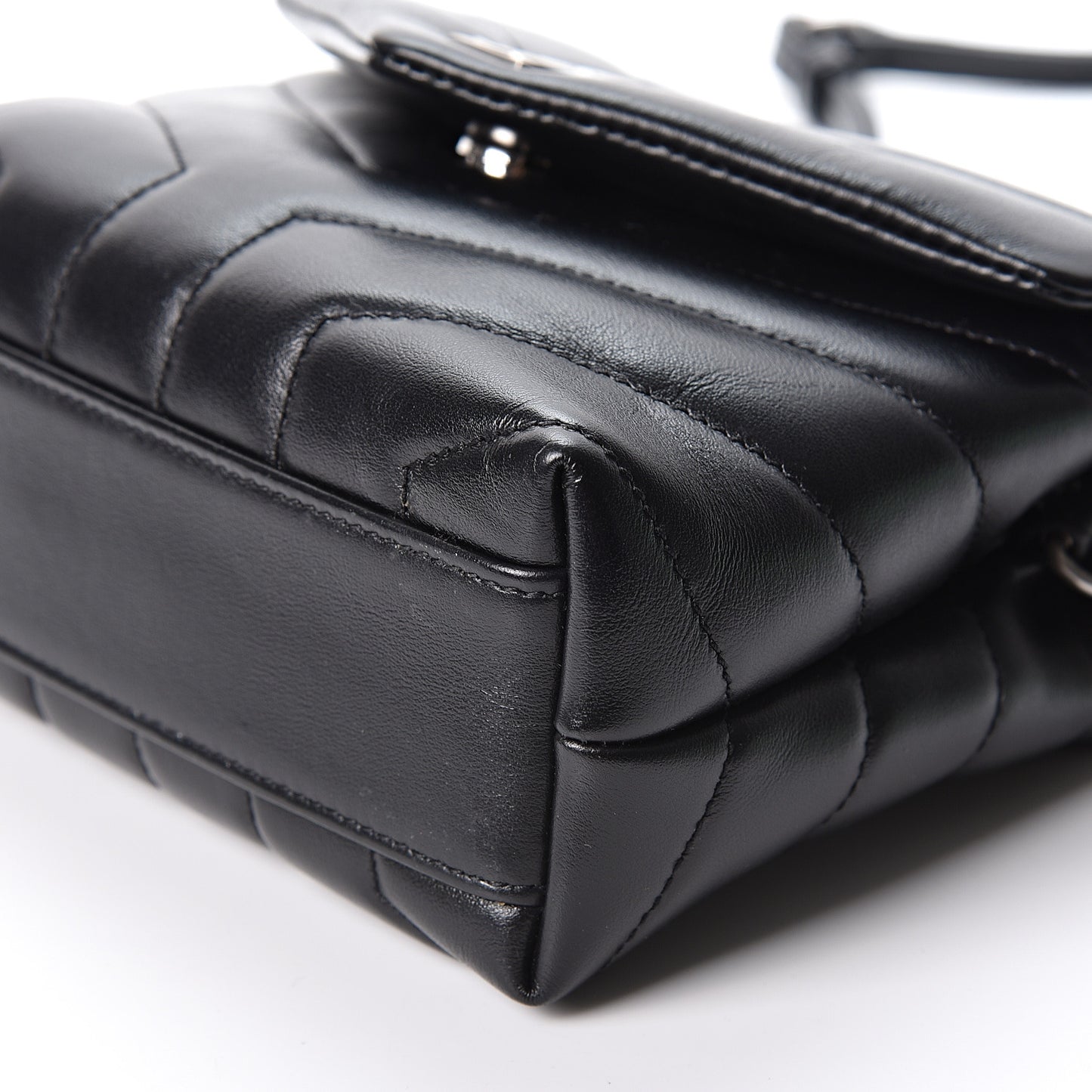Calfskin Y Quilted Monogram Toy Loulou Crossbody Bag Black