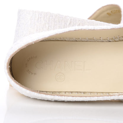 Chanel Tweed Patent CC Espadrilles 38 White 6 of 10