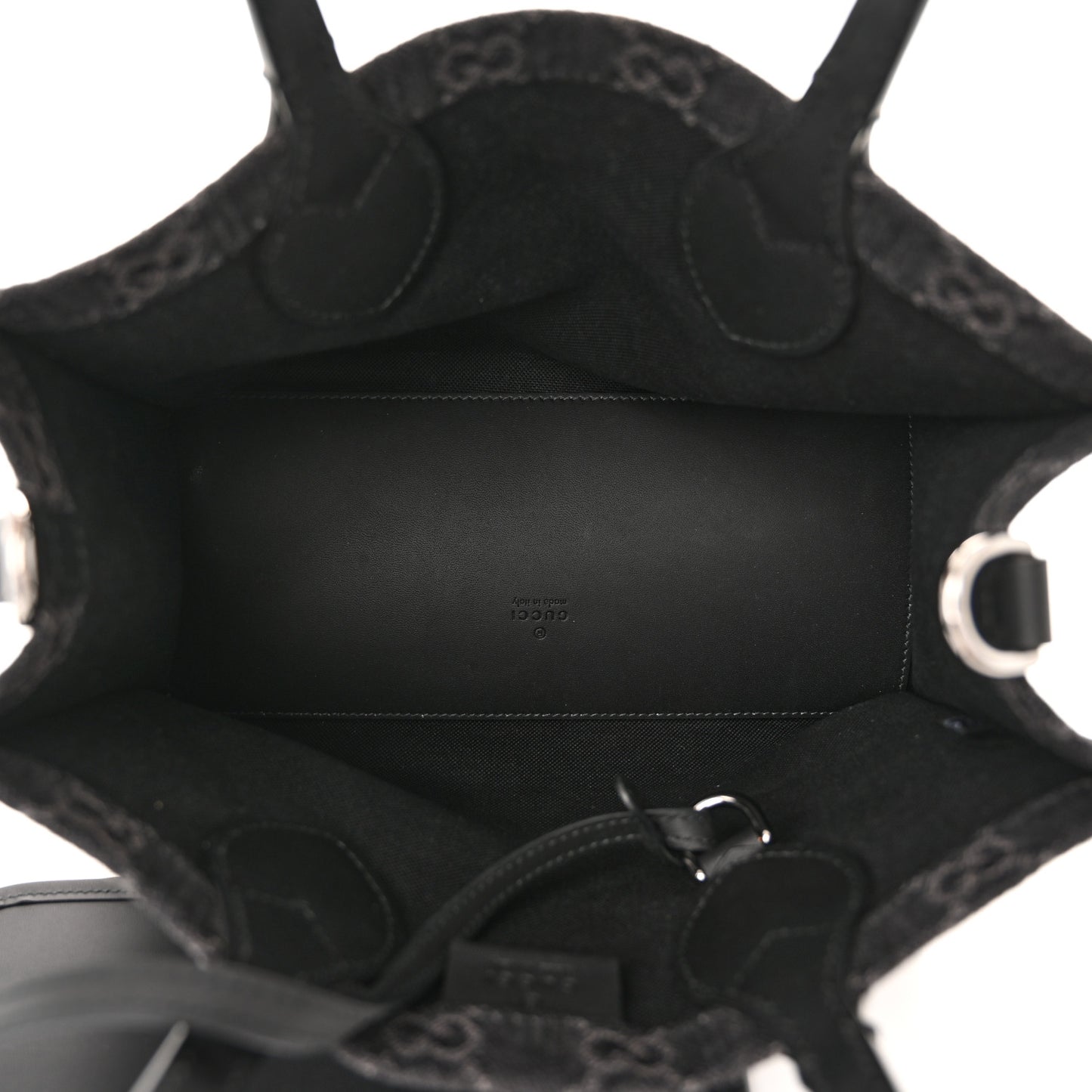 Denim Ophidia GG Monogram Tote Medium Black Grey