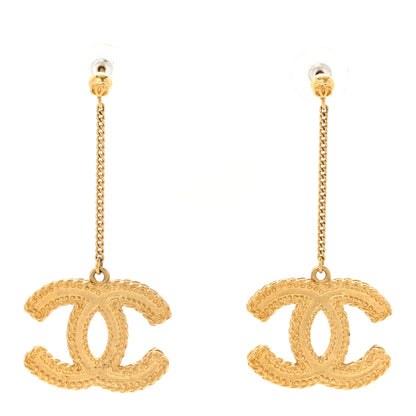Chanel CC Drop Earrings Matte Gold 1 of 4