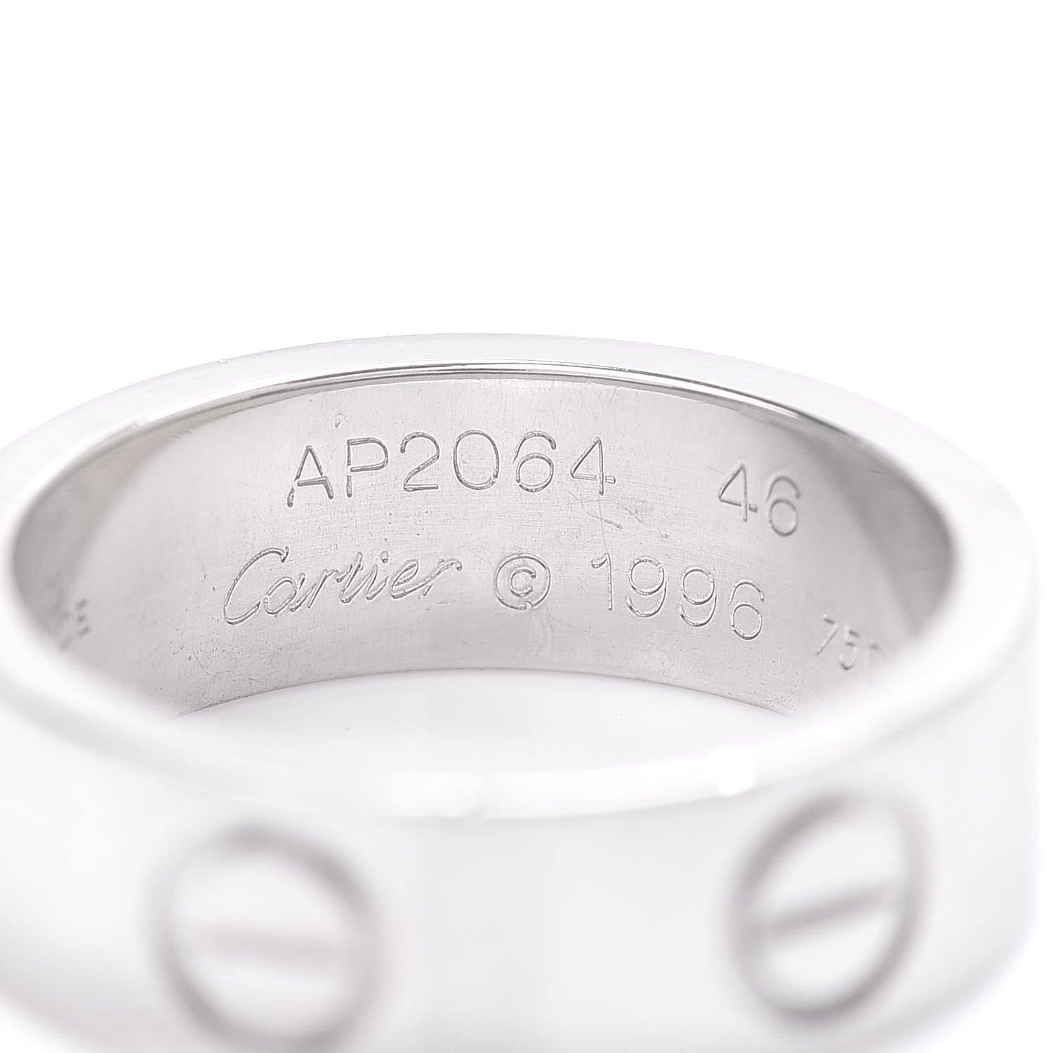 Cartier 18K White Gold 5.5mm LOVE Ring 46 3.75 4 of 4