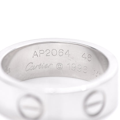 Cartier 18K White Gold 5.5mm LOVE Ring 46 3.75 4 of 4
