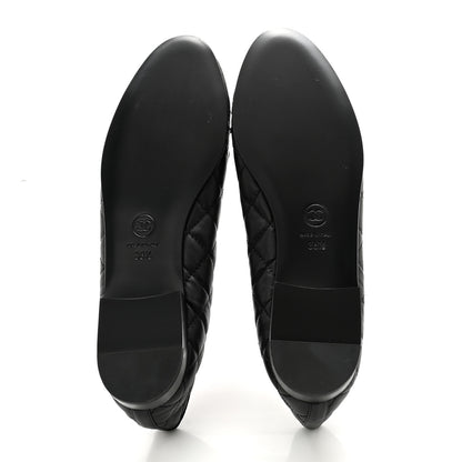 Chanel Aged Calfskin Quilted CC Cap Toe Ballerina Flats 38.5 Black 5 of 9