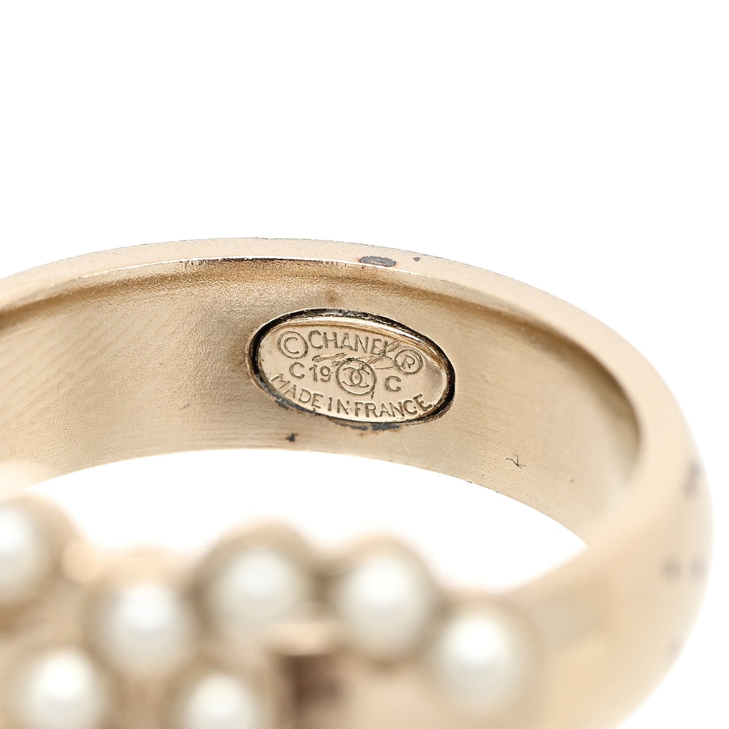Pearl CC Ring 51 5.75 Gold White