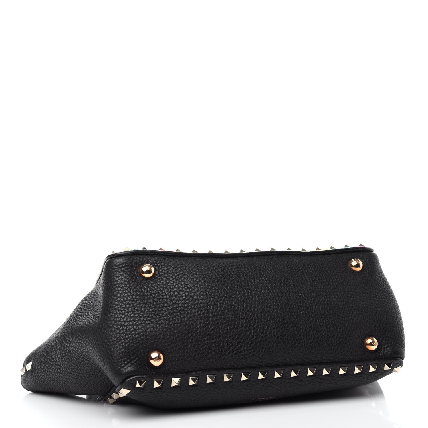 Valentino Garavani Grained Calfskin Embroidered Small Rockstud Rolling Tote Black 5 of 11