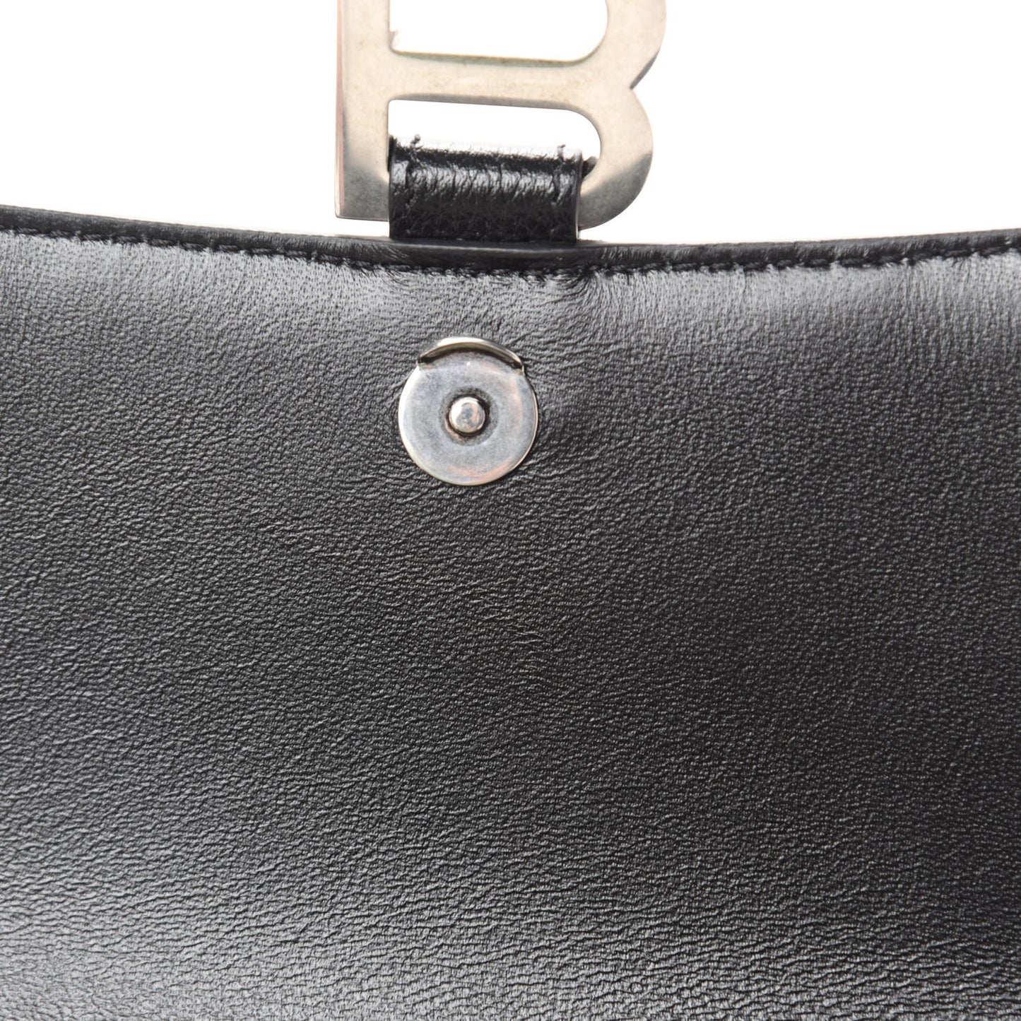 Grained Calfskin Small Hourglass Top Handle Bag Black