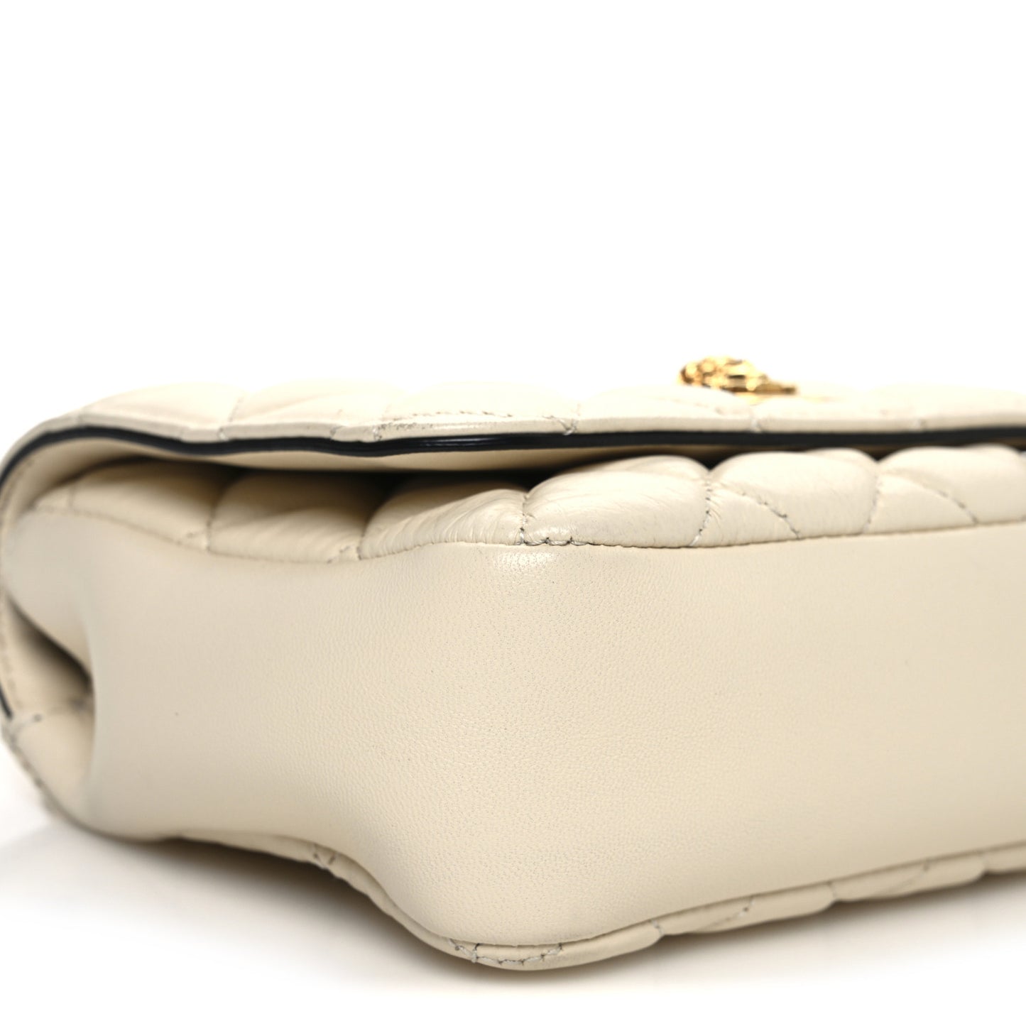 Nappa Quilted Small Medusa Chain Crossbody White