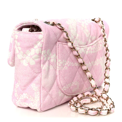 Chanel Printed Denim Quilted Flap Bag Pink White 3 of 11