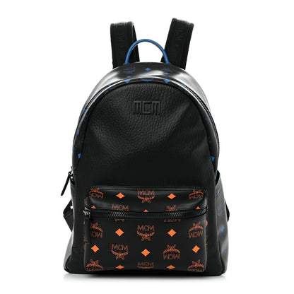 MCM Grained Calfskin Visetos Color Splash Medium Backpack Black Orange Blue 1 of 12